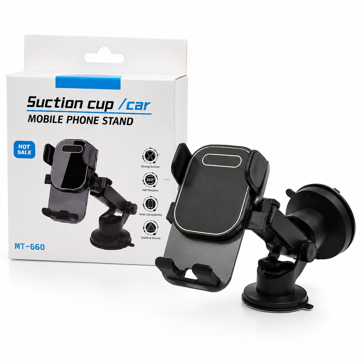 MT-660 Suction Cup Car Mobile Phone Holder with box