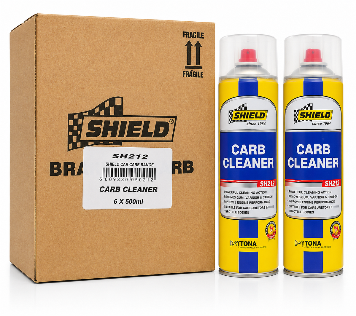 Shield Carb Cleaner SH212 500ml – 6-pack value box with two cans