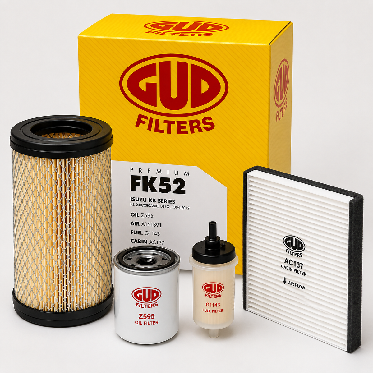 GUD FK52 Filter Kit – Isuzu KB Series Diesel filters close-up