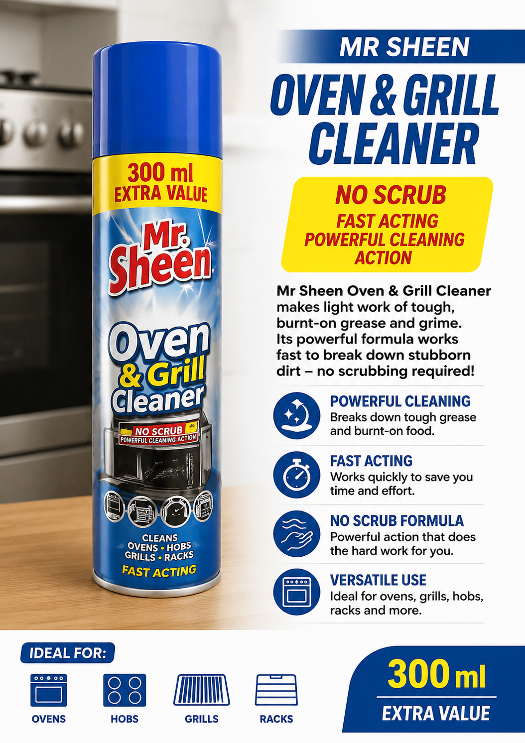 Mr Sheen 4-in-1 Oven & Air Fryer Cleaner 300ml