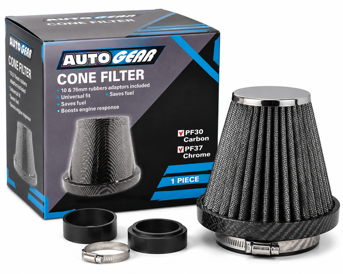 Auto Gear PF30 Carbon Cone Air Filter with rubber adaptors and clamp