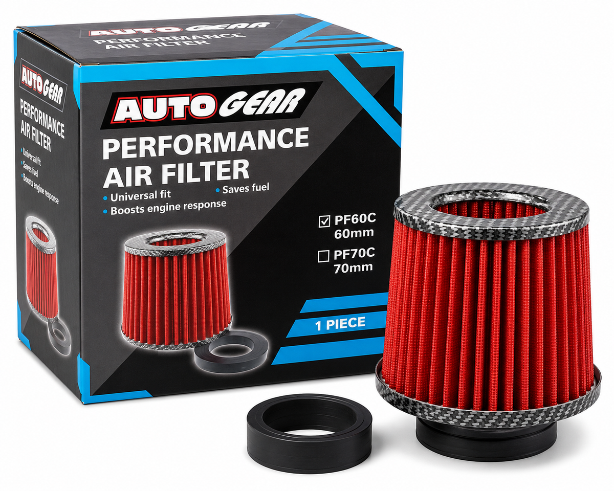 Auto Gear PF60C Performance Air Filter 60mm red pleated element with adaptor