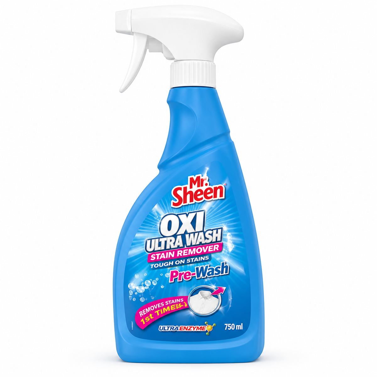 Mr. Sheen Oxi Ultra Wash Pre-Wash Stain Remover 750ml trigger spray bottle