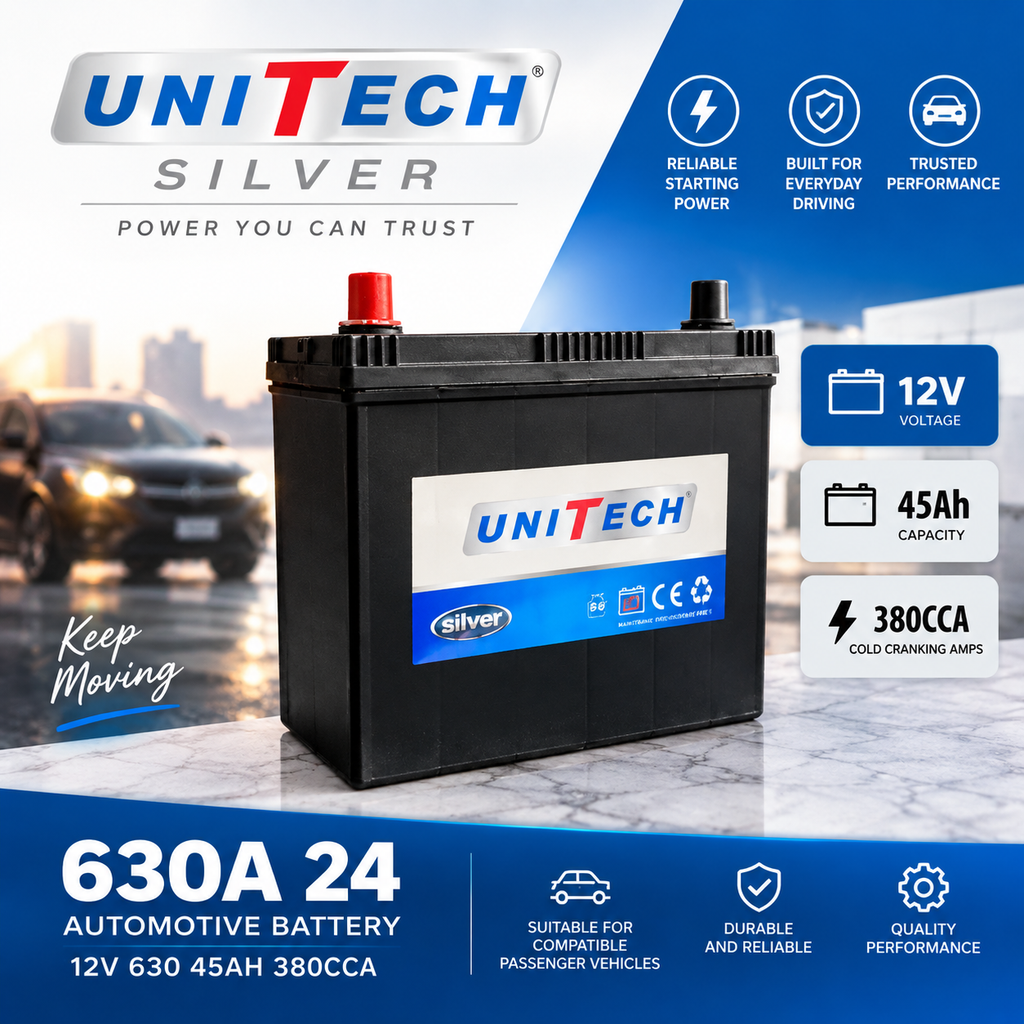 UniTech Silver 630A 24 Battery – 12V 45Ah 380CCA