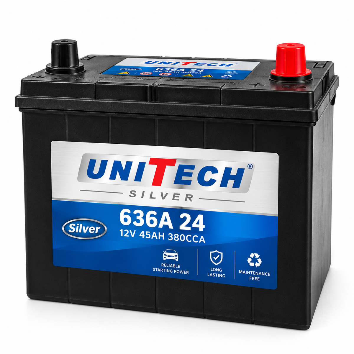 UniTech Silver 636A 24 Battery 12V 45Ah 380CCA