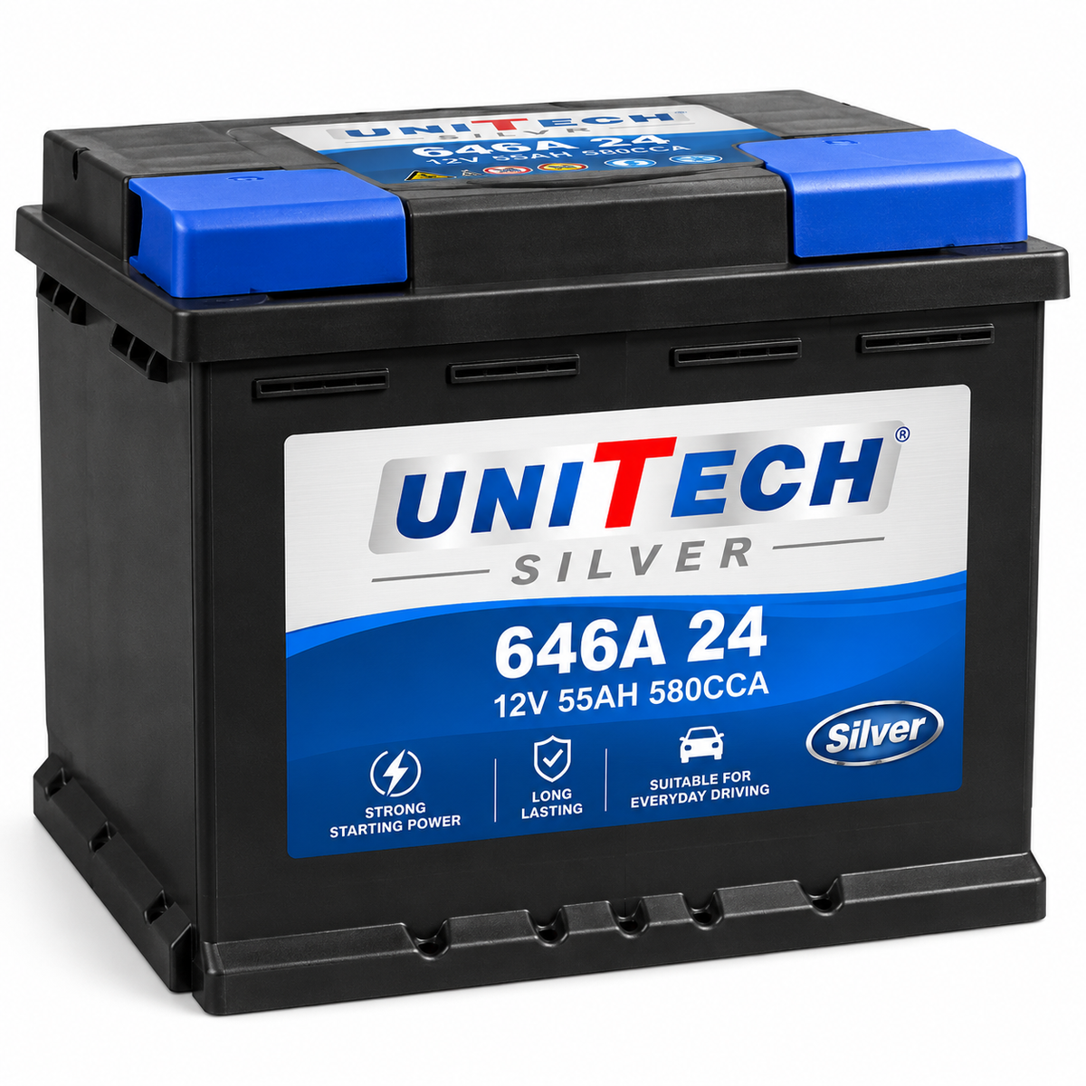 UniTech Silver 646A 24 Battery 12V 55Ah 580CCA