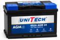 UniTech 652A AGM 24 Battery 12V 70Ah 800CCA