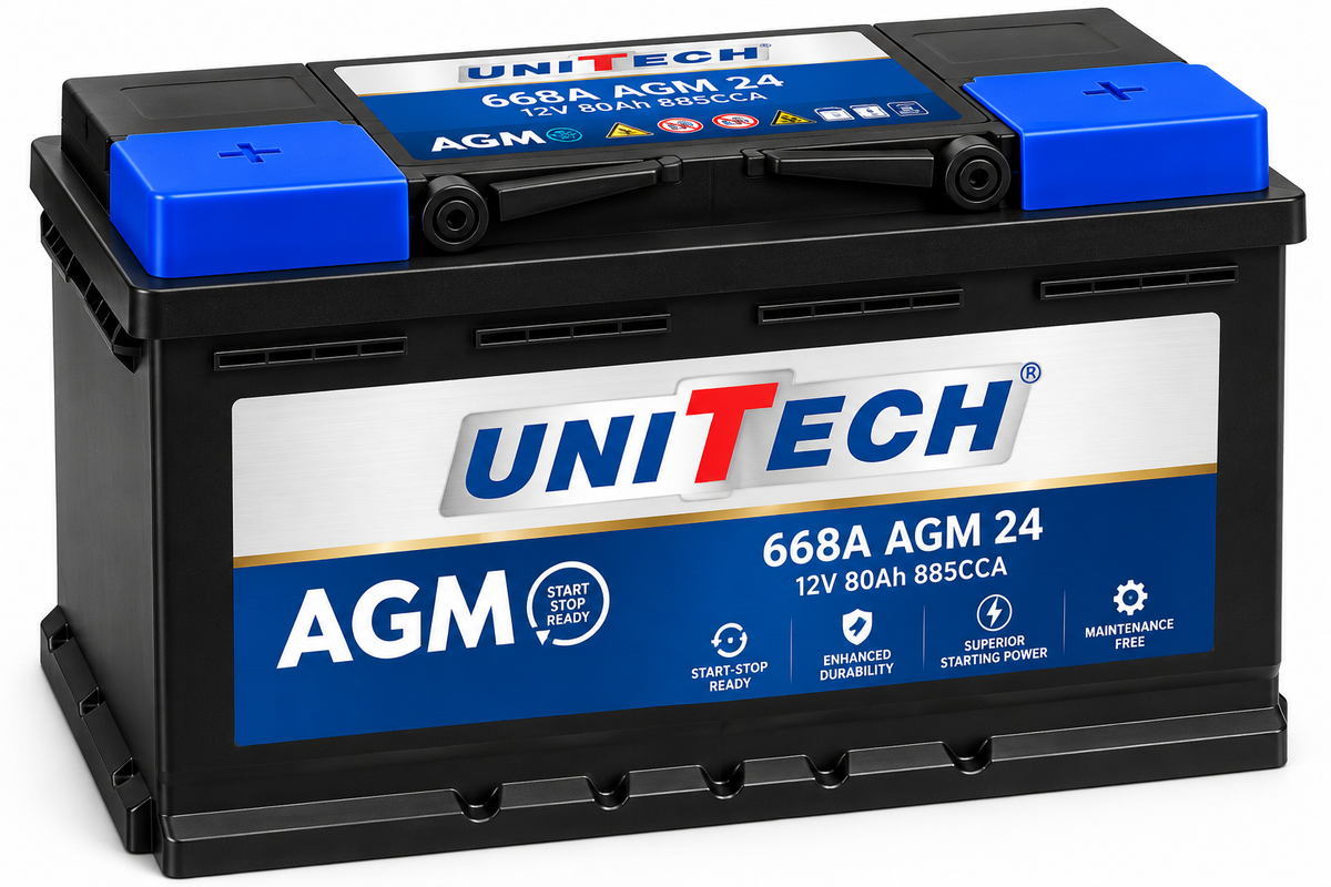 UniTech 668A AGM 24 Battery 12V 80Ah 885CCA